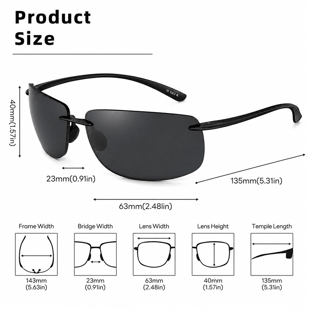 AeroFlex Rimless Polarized Sport Sunglasses