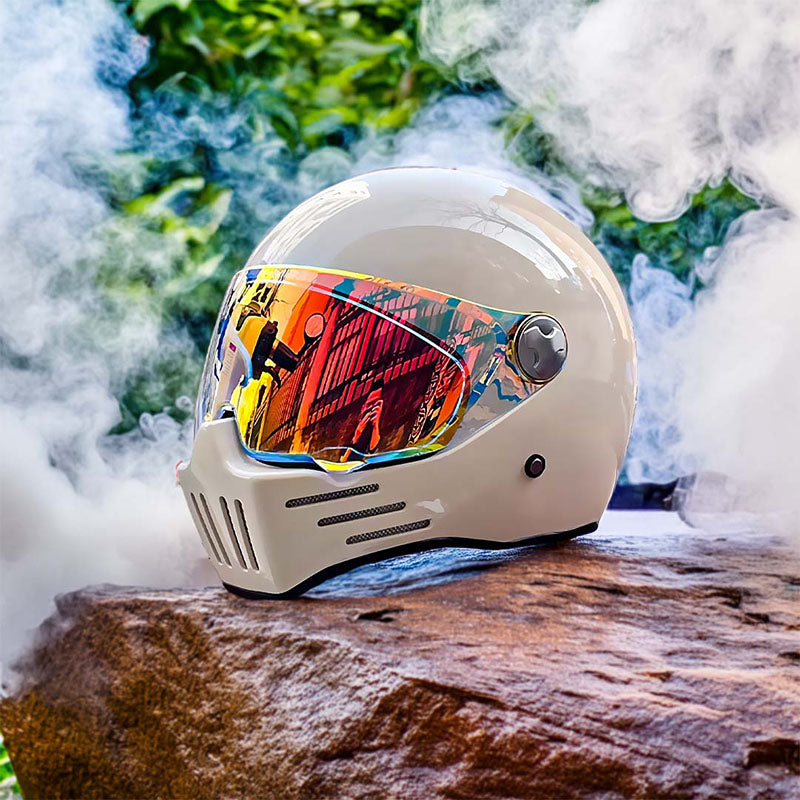 Full Face Cruiser Motorcycle Helmet | Red Visor  - DOT Approved