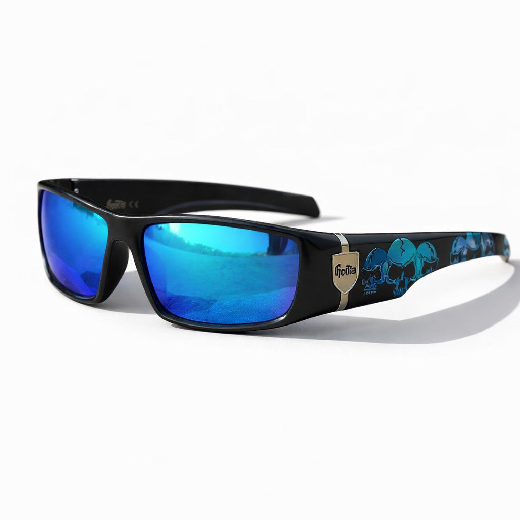 Wraparound Skull Style Polarized Sunglasses