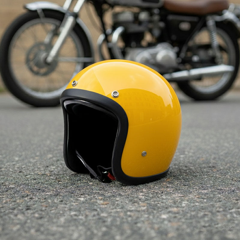 Low Profile Vintage Motorcycle Helmet - DOT Approved
