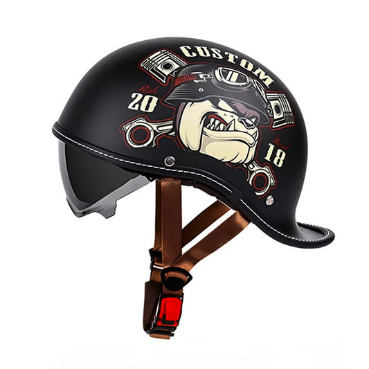 DOT Motorcycle Half Helmet – Low Profile with Sun Visor