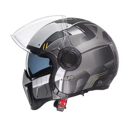 Double Lens Vintage Modular Helmet - DOT and ECE Approved