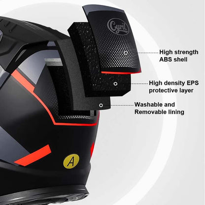 Dual Visor Modular Flip up Helmet - DOT and ECE Approved