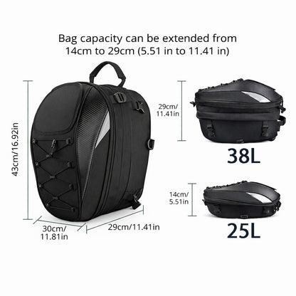 Universal Expandable Motorcycle Tail Bag (25L-38L)