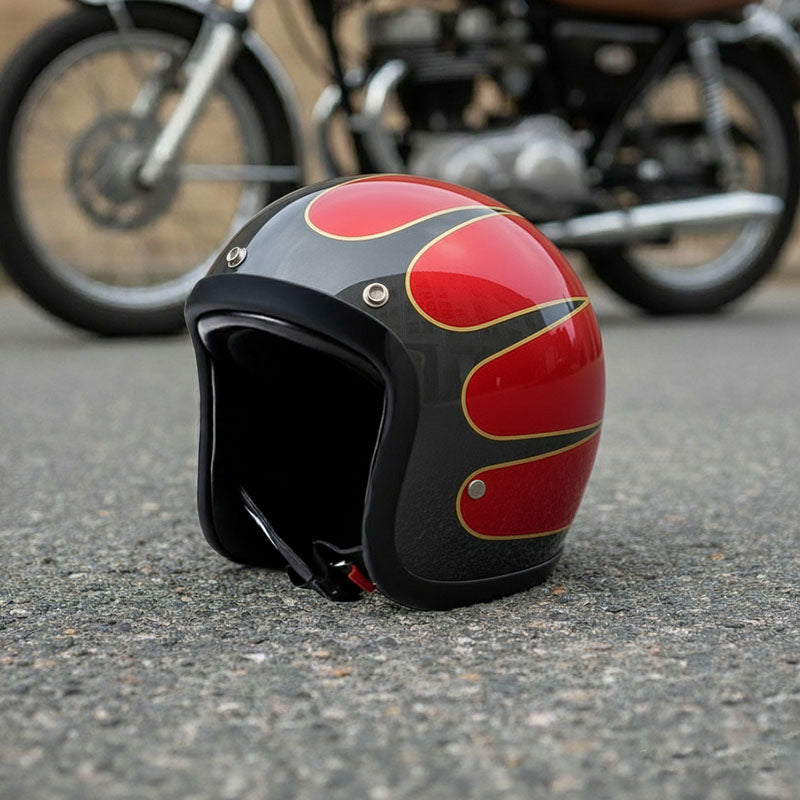 Low Profile Vintage Motorcycle Helmet - DOT Approved