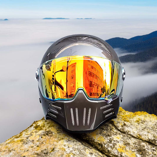 Full Face Cruiser Motorcycle Helmet | Red Visor  - DOT Approved