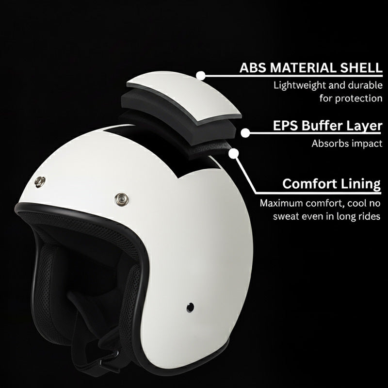 Classic Open Face Motorcycle Helmet | Super Low Profile