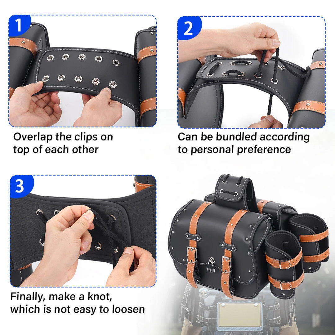 Black and Brown Universal Saddlebags – Left & Right Pair