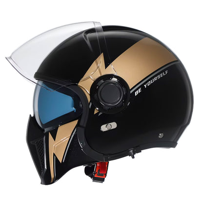 Double Lens Vintage Modular Helmet - DOT and ECE Approved