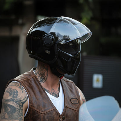 Double Lens Vintage Modular Helmet - DOT and ECE Approved