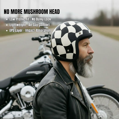 Caro Low Profile Vintage Motorcycle Helmet - DOT Approved