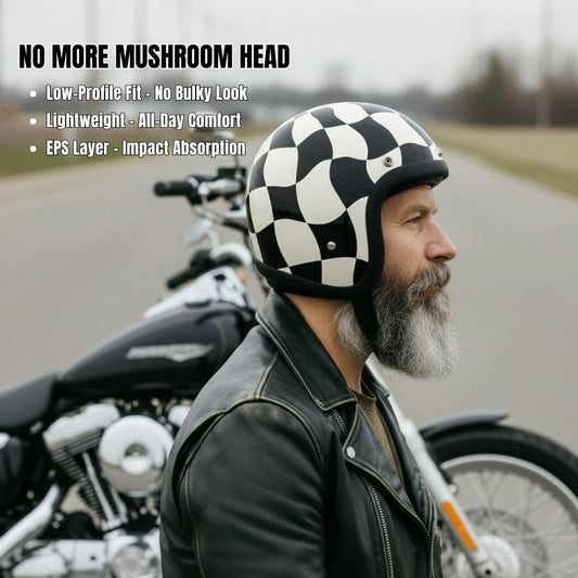 Caro Low Profile Vintage Motorcycle Helmet - DOT Approved