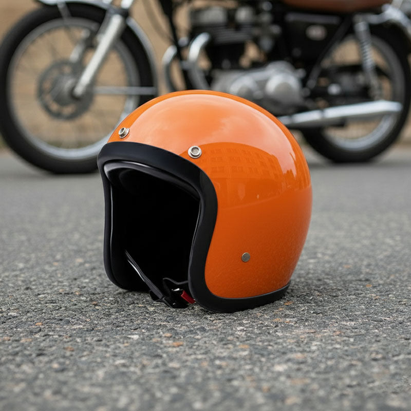 Low Profile Vintage Motorcycle Helmet - DOT Approved