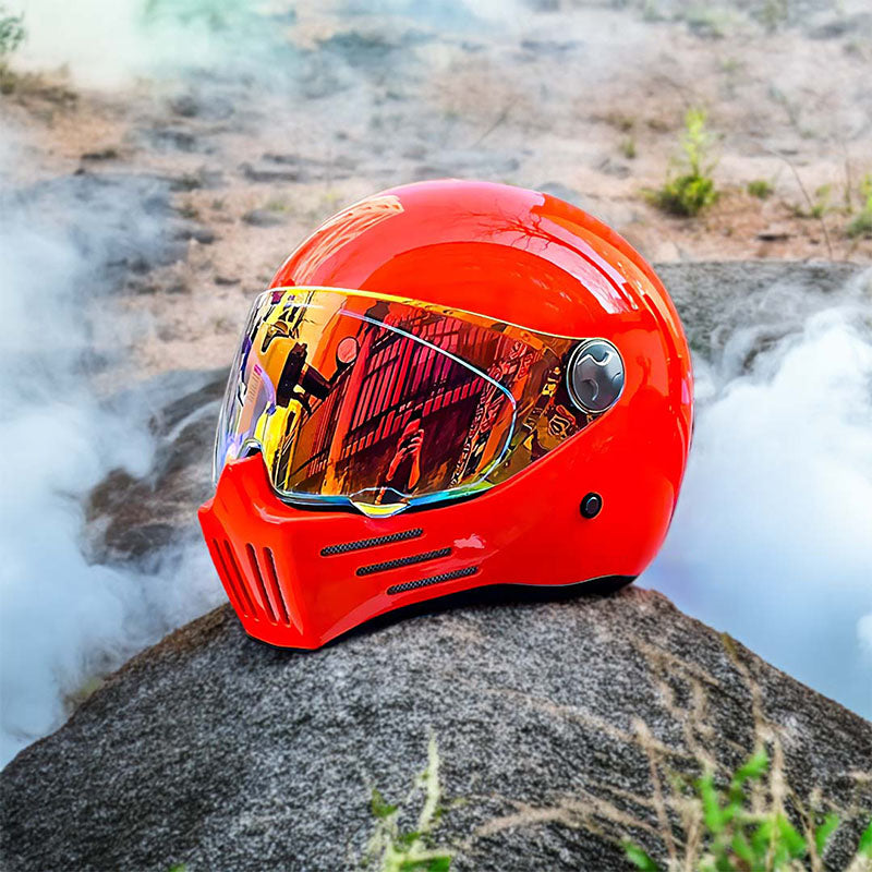 Full Face Cruiser Motorcycle Helmet | Red Visor  - DOT Approved