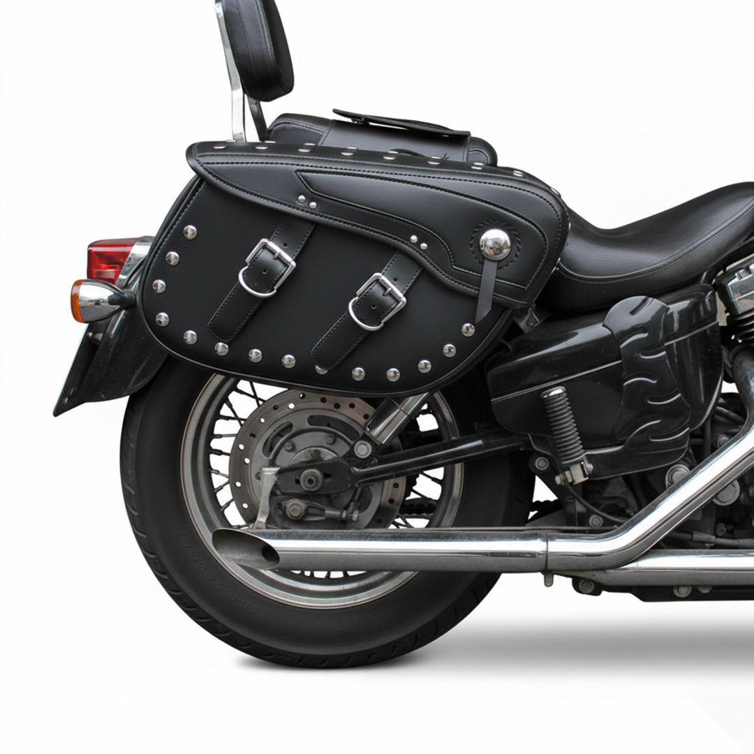 Rivet-Style 50L Motorcycle Saddlebags – Left and Right Pair
