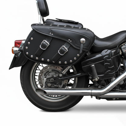Rivet-Style 50L Motorcycle Saddlebags – Left and Right Pair