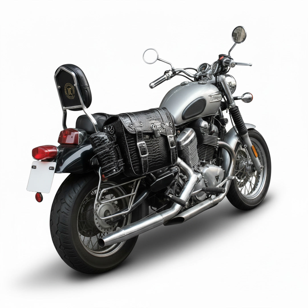 Vintage Embossed Texture Motorcycle Saddlebags – Left and Right Pair