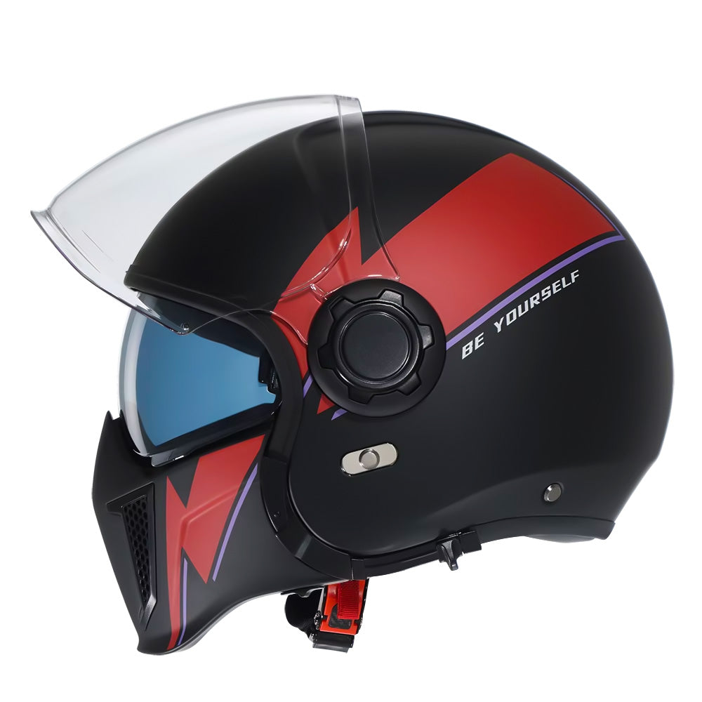 Double Lens Vintage Modular Helmet - DOT and ECE Approved