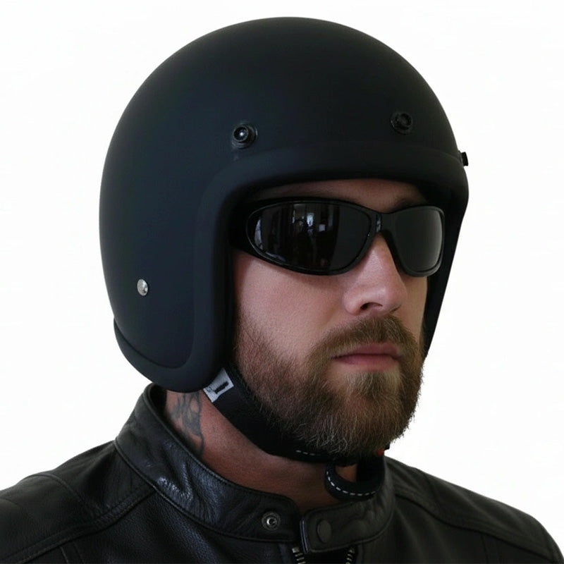 Low Profile Vintage Motorcycle Helmet - DOT Approved
