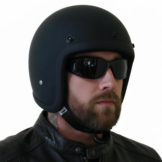 Low Profile Vintage Motorcycle Helmet - DOT Approved