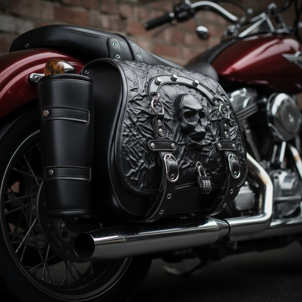 Skull Motorcycle Saddle Bags – Universal Tool Bag