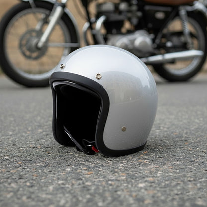 Low Profile Vintage Motorcycle Helmet - DOT Approved