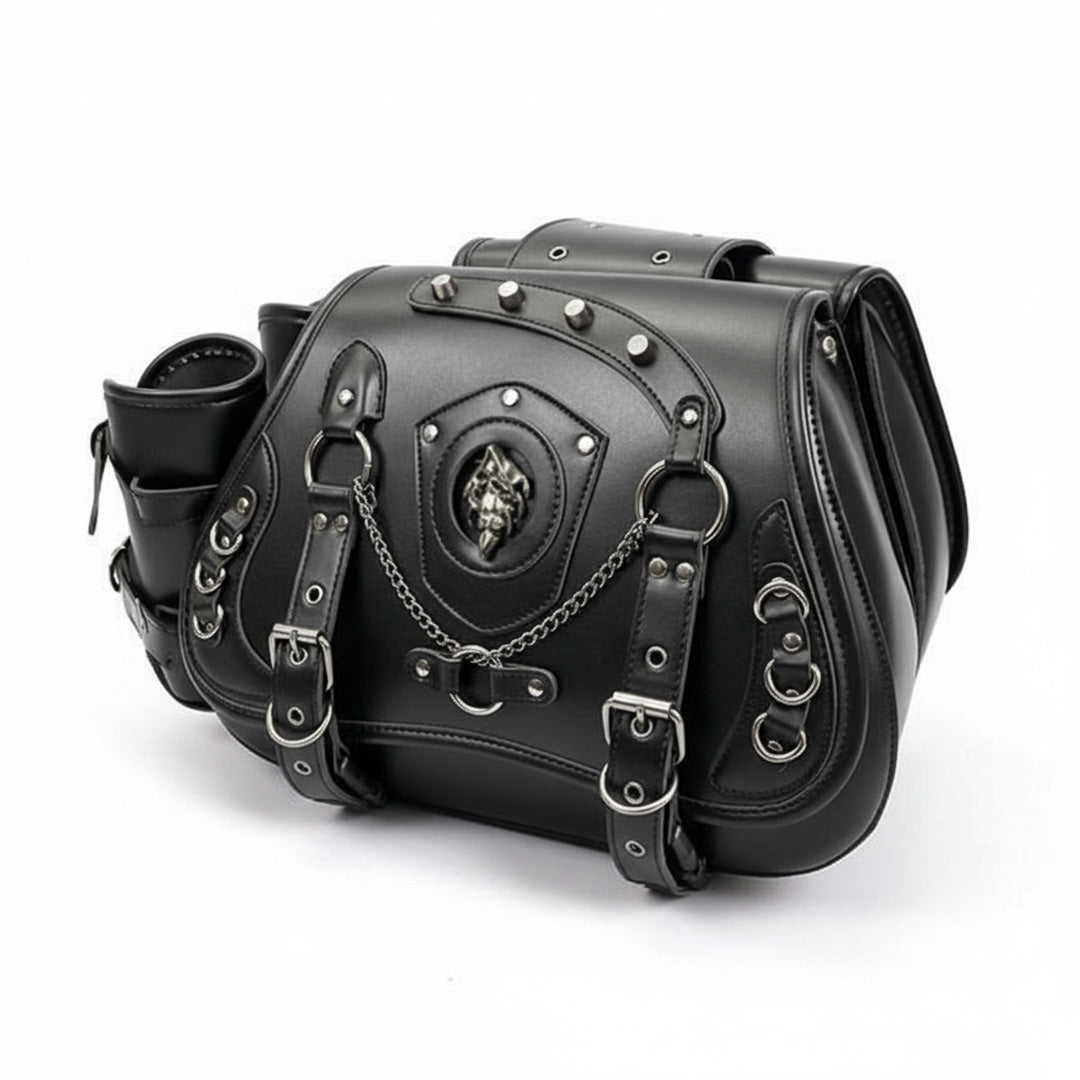 Steampunk Skull Motorcycle Bags – Left and Right Pair