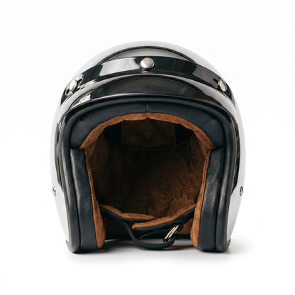 Vintage Mirrored Silver Motorcycle Helmet