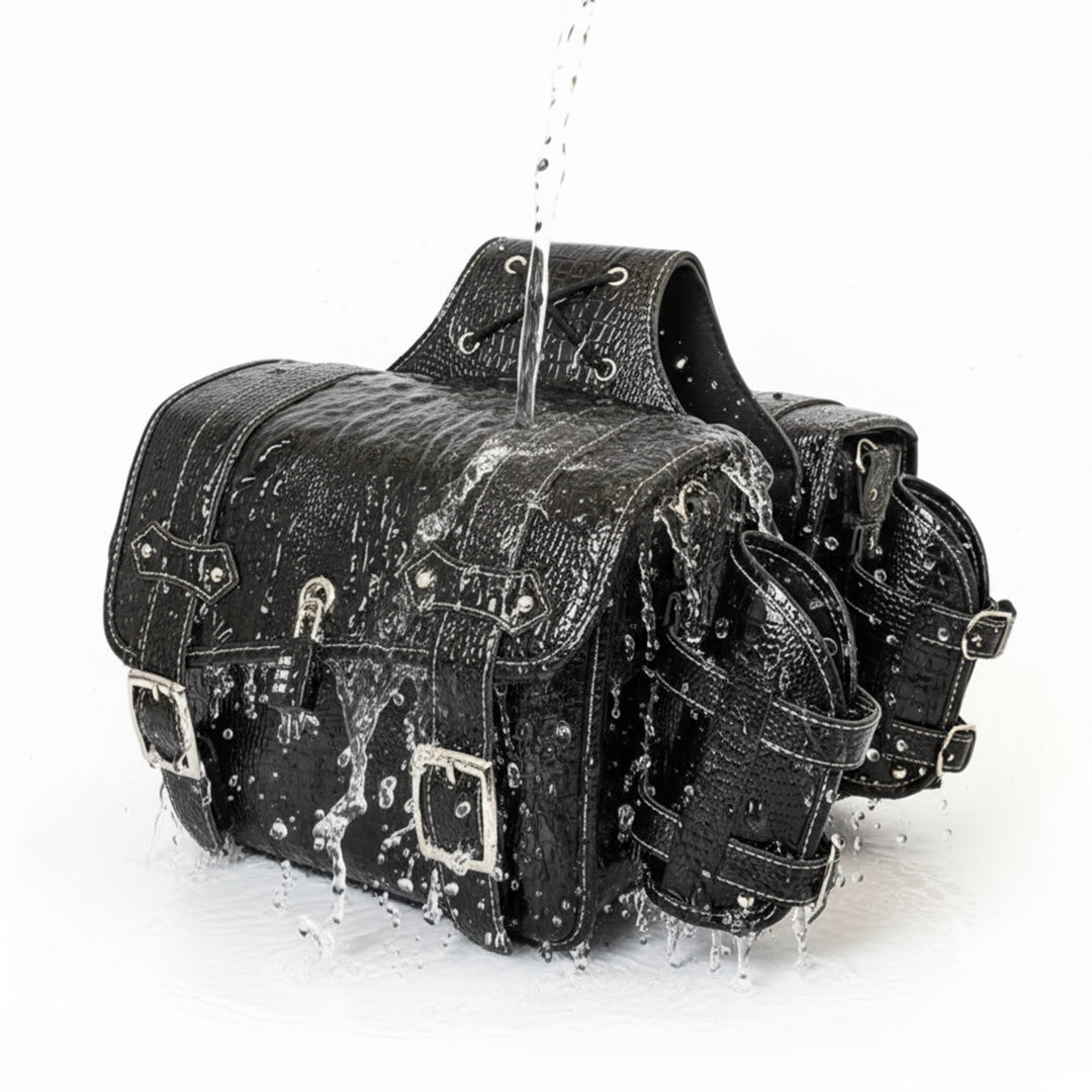 Vintage Embossed Texture Motorcycle Saddlebags – Left and Right Pair