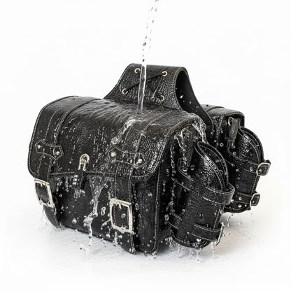 Vintage Embossed Texture Motorcycle Saddlebags – Left and Right Pair